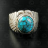 Turquoise and silver ring R288L. Central Asia culture.