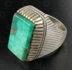 Turquoise and silver ring R284A. Central Asia culture.