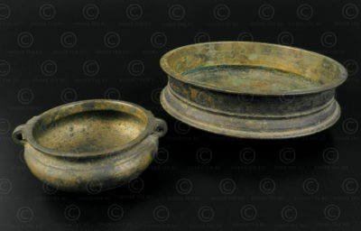 Small bronze dishes IN651AB. Kerala state, Southern India.