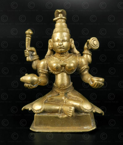 Bronze Mahalakshmi statuette 16N16. Kholapur area, Maharashtra State, South India.