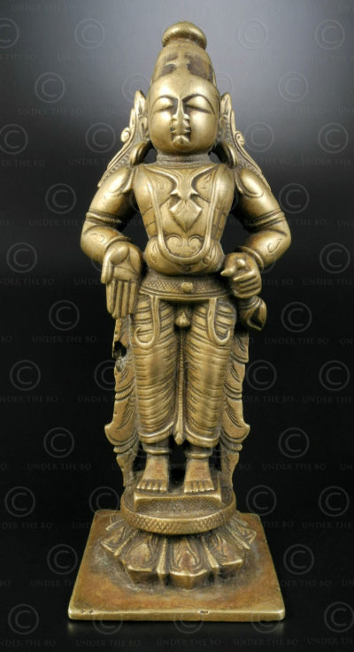 Bronze Vitobha debout 16N12. Région de Pandharpur, Etat du Maharashtra. Inde du sud.