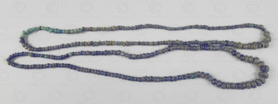 Borneo blue glass trade beads BD256. Western Kalimantan, Indonesia.