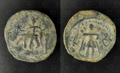 Kushan bronze coin C334. Kushan Empire.