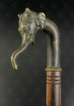 Elephant head cane knob 16N61. Madhya Pradesh state, central India.