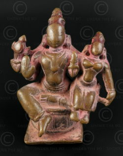 Statuette Vishnou et Lakshmi bronze 16P37. État du Karnataka, Inde du sud.