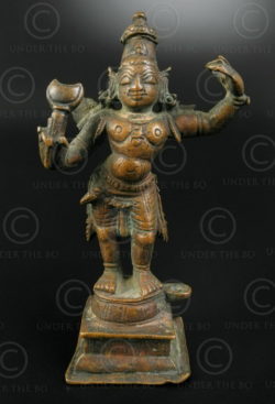 Statuette de Rama en bronze 16P38. État du Tamil Nadu, Inde du sud.