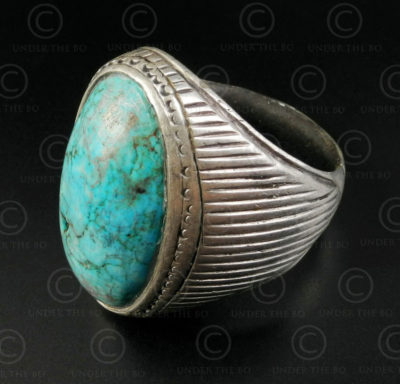 Bague turquoise et argent R288P. Culture Asie centrale.