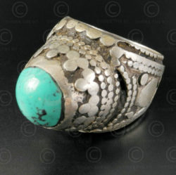 Turquoise and silver ring R280F. Turkmen culture, Central Asia.