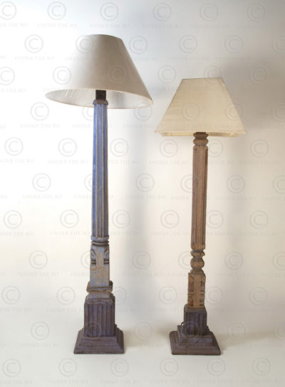 Colonial floor lamp IN698. Made with a small Southern India house post.