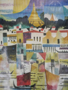 Peinture aquarelle birmane BUCP5. Rangoon, Birmanie