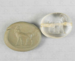 Perle-sceau sassanide en cristal de roche 22SH12C. Empire sassanide. Trouvé dans l'est de l'Iran. Circa 3ème-6ème siècle apr. J-C.