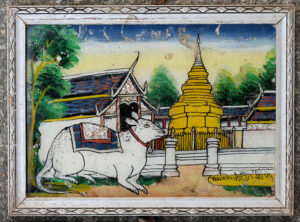 Reverse glass paintings set T484. Lanna region of Northern Thailand.