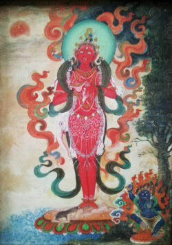 Peinture nepalaise NeP3. Signé par Radhika Maské, un disciple d'Amir Man Chitrakar. Népal.