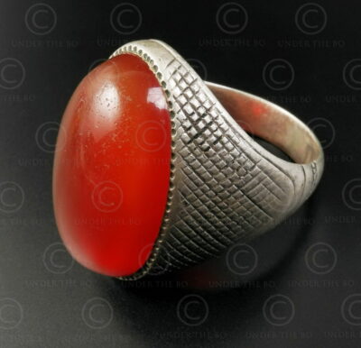 Cornelian and silver ring R288J. Central Asia culture.