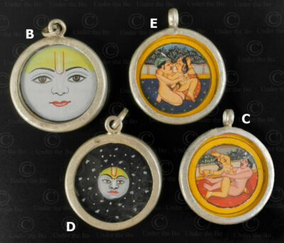 Painted Indian pendants P197. Rajasthan, Western India. Contemporary.