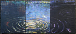 Acrylic on canvas painting in three separate frames, signed by Tanachai Ekuruchaitep (born 1967) for his «Impresion of Nature» series. Chiang Mai, Thailand. 1997. 81 cm high x 61 cm each (x3 = 183 cm wide).