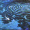 Peinture acrylique sur toile représentant des poissons dans un étang bleu, rappelant le célèbre bassin de Claude Monet à Giverny, signée par Tanachai Ekuruchaitep (né en 1967) pour sa série «Impression de Nature». Chiang Mai, Thaïlande. 1997. 100 cm de haut x 130 cm.