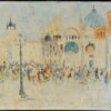 Peinture à l'huile impressionniste sur toile représentant la Piazza San Marco à Venise, Italie. Signée Abel [Marius] Oliva (1904-1977), peintre niçois français. Datée 1971. Hauteur: 34 x 42 cm.