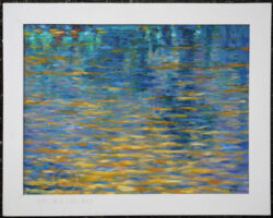 Peinture acrylique sur toile encadrée, représentant des reflets d'eau sur un étang, signée par Tanachai Ekuruchaitep (né en 1967) pour sa série «Impression of Nature». Chiang Mai, Thaïlande. 1996. 60 cm de hauteur x 80 cm. Cadre:75 x 94 cm.