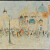 Impressionist oil painting on canvas depicting Piazza San marco in Venice, Italy. Signed Abel [Marius] Oliva (1904-1977), a French painter from Nice. Dated 1971. 34 high x 42 cm.