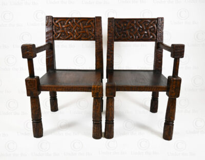 Pair of Viking armchairs FVS23-15. Celtic or Viking design. Manufactured at the Under the Bo workshop.