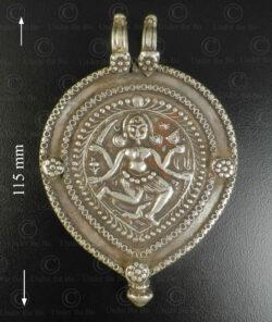 Silver Bhairava locket 23JRJ4A. Rajasthan state, Western India.