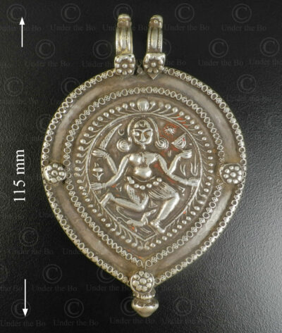 Silver Bhairava locket 23JRJ4A. Rajasthan state, Western India.