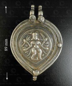 Silver Bhairava locket 23JRJ4E. Rajasthan state, Western India.