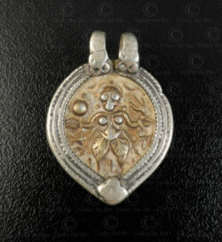 Silver Bhairava locket 23JS7A. Rajasthan state, Western India.