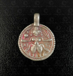 Silver Bhairava locket 23JS7E. Rajasthan state, Western India.