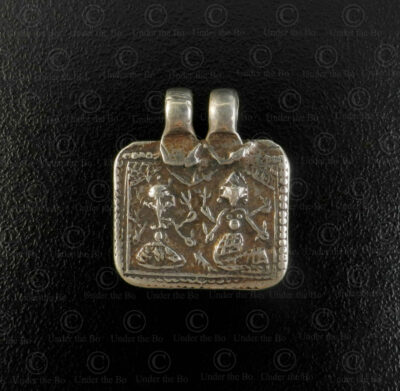 Silver Ganesha-Parvati locket 23JRJ7E. Rajasthan state, Western India.