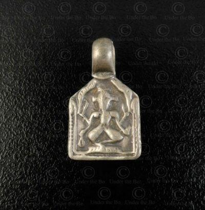 Silver Ganesha locket 23JS7K. Rajasthan state, Western India.