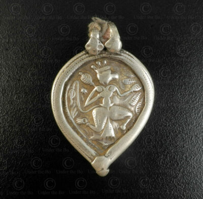 Silver Hanuman locket 23JRJ6B. Rajasthan state, Western India.