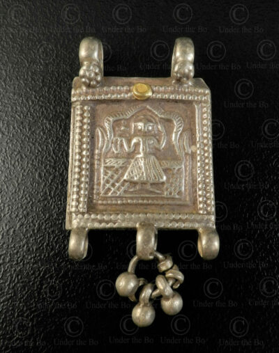 Silver Kansari locket 23JS6G. Rajasthan state, Western India.