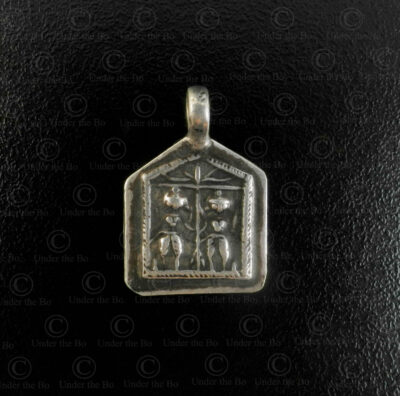 Silver Rajasthan folk locket 23JRJ7F. Rajasthan state, Western India.