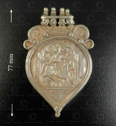 Silver Ramdev locket 23JRJ5A. Rajasthan state, Western India.