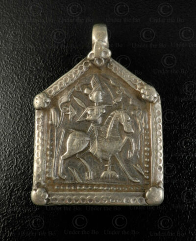 Silver Ramdev locket 23JS6F. Rajasthan state, Western India.