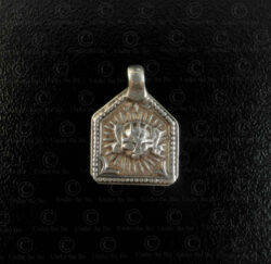 Silver Surya locket 23JRJ8D. Rajasthan state, Western India.