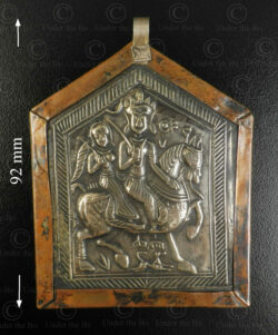 Silver and copper Ramdev locket 23RJ3B. Madhya Pradesh state, Central India.