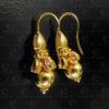 Goa gold earrings E222. Traditional Konkani style. Goa state, south India.