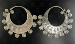 Hmong silver earrings E219B. Hmong minority, Northern Laos.