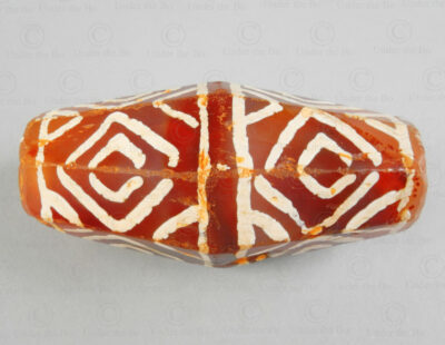 Etched Pyu carnelian bead BD236. Pyu city states, Burma.