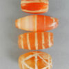 Four Puy etched carnelian beads BD246. Pyu city states, Burma.