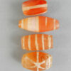 Four Puy etched carnelian beads BD246. Pyu city states, Burma.