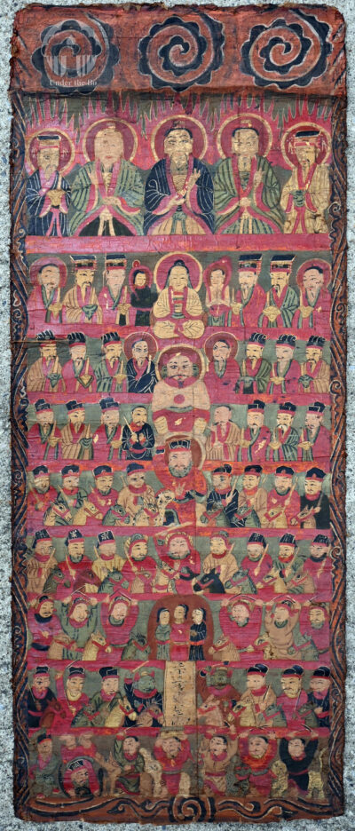 Peinture cérémoniale Yao encadrée YA188. Minorité Mien Yao, sud de la Chine ou nord du Laos.